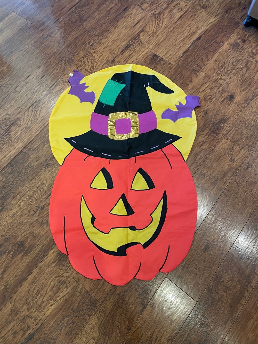Vintage Halloween Jack-O-Lantern Witch Decorative Nylon Flag
